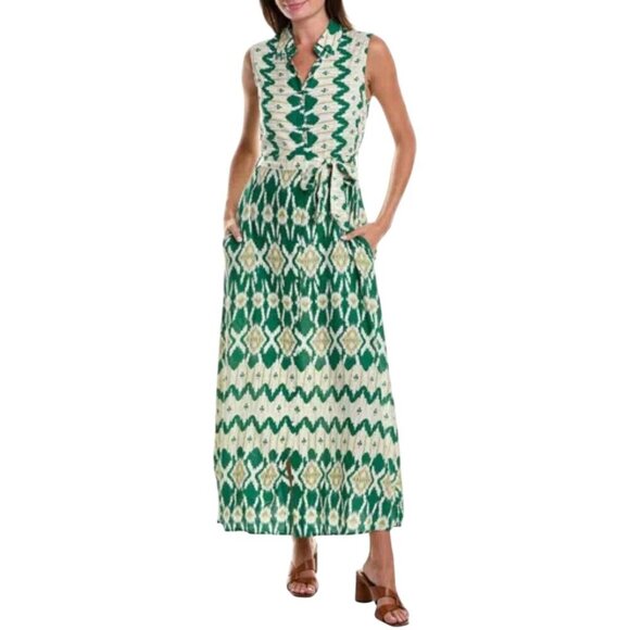 Anna Kay Eternity Maxi Dress Size Large Green Silk Blend Vacation Resort Cruise - Picture 1 of 11